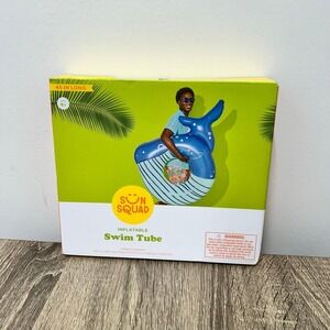 Sun Squad Whale Inflatable Swim Tube Float 45" Pool Lake Raft Ring NEW